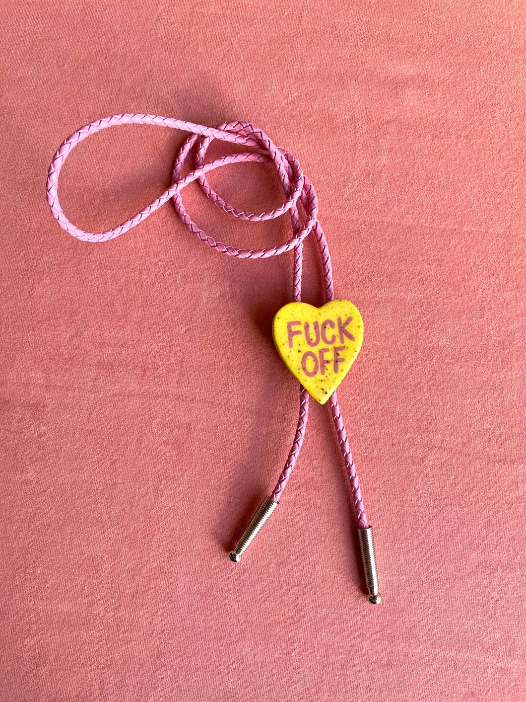 Candy Heart Bolo: Fuck Off Yellow